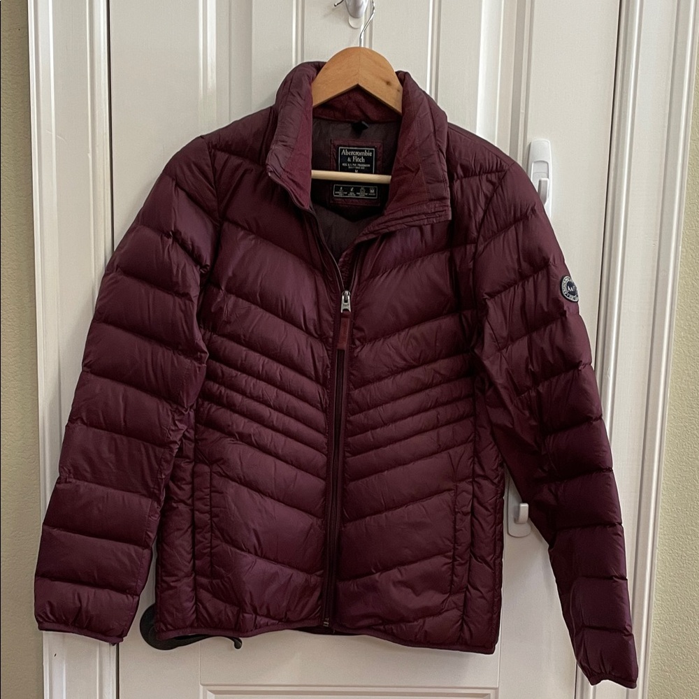Abercrombie & Fitch Packable Burgundy Down Puffer Jacket